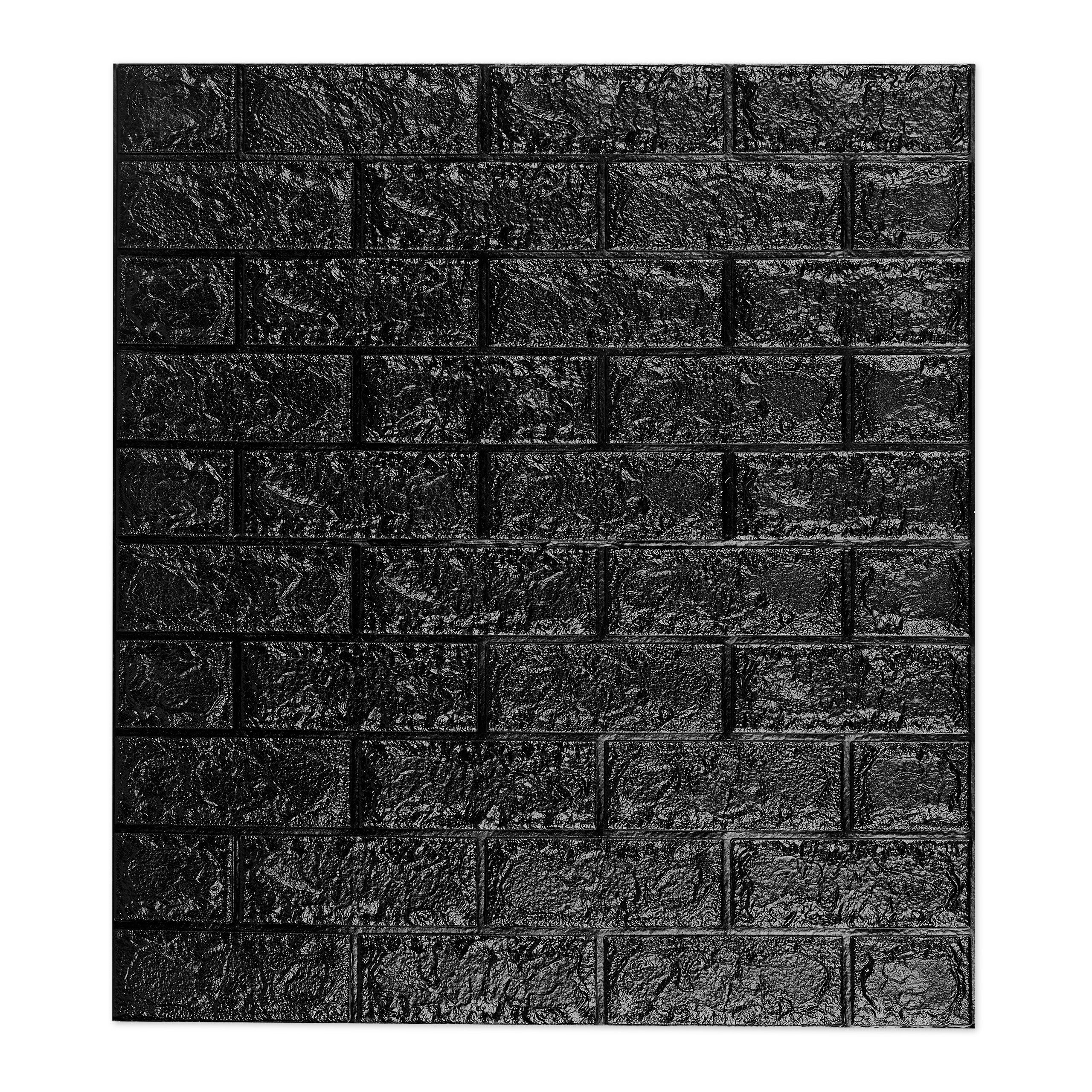 relaxdays Wandpaneel Wandpaneele selbstklebend im Set, Schwarz, 5er-Pack