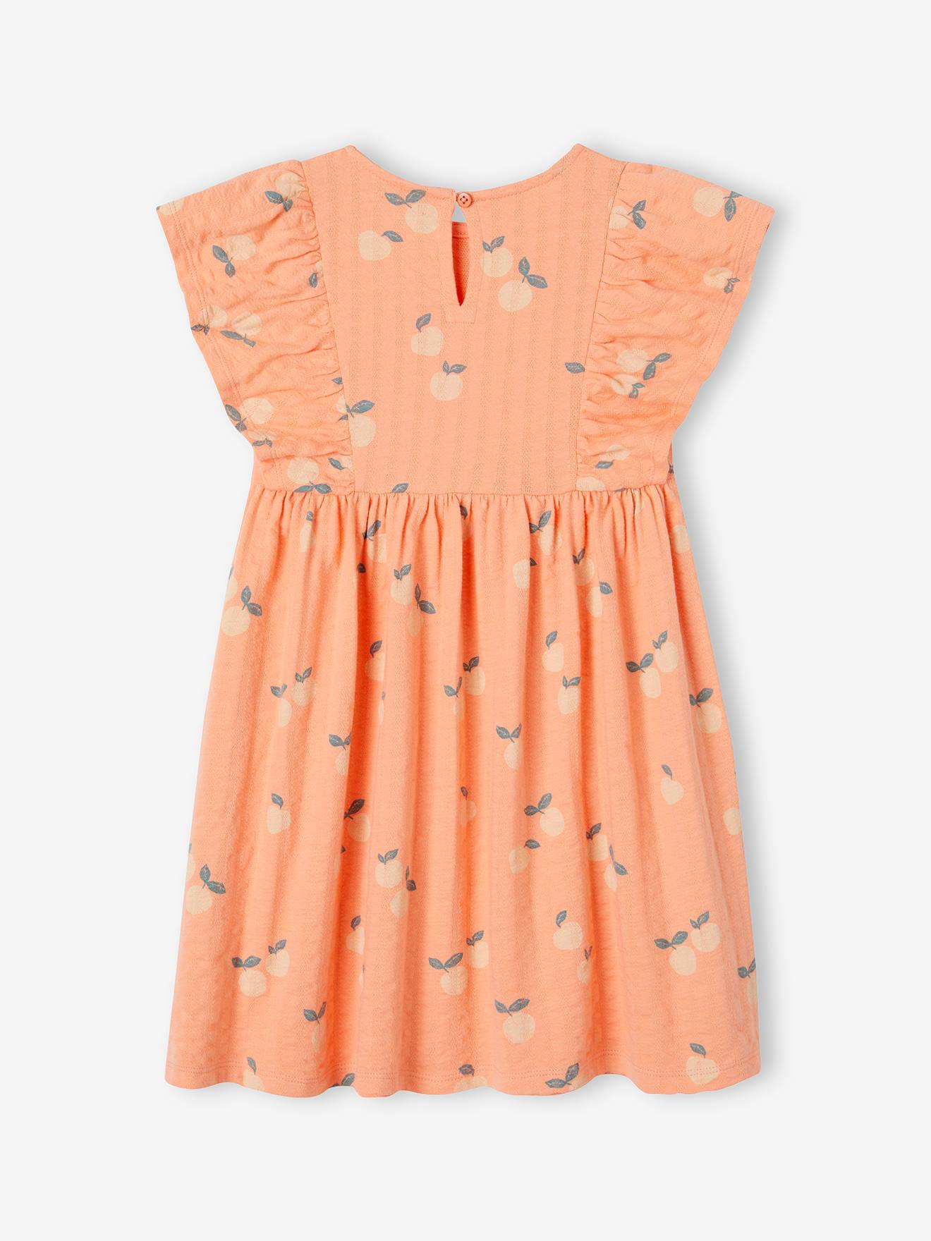 Vertbaudet Mädchen Kleid mit Reliefstruktur Oeko-Tex - mandarine