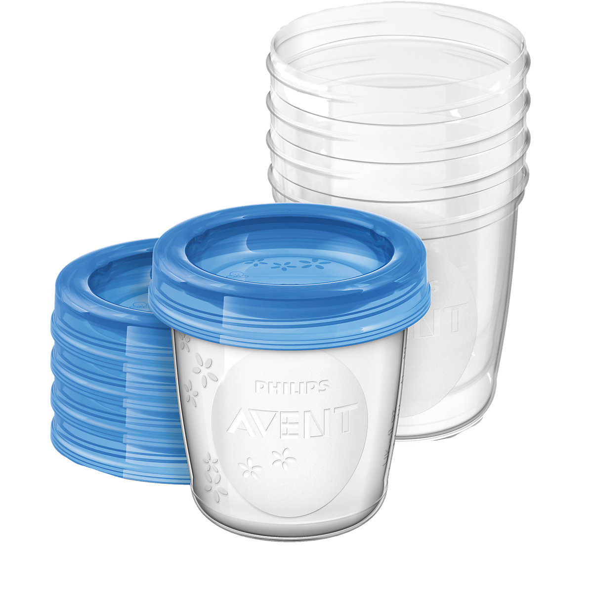 Muttermilch Becher SCF619/05, 5 x 180 ml inkl. Deckel