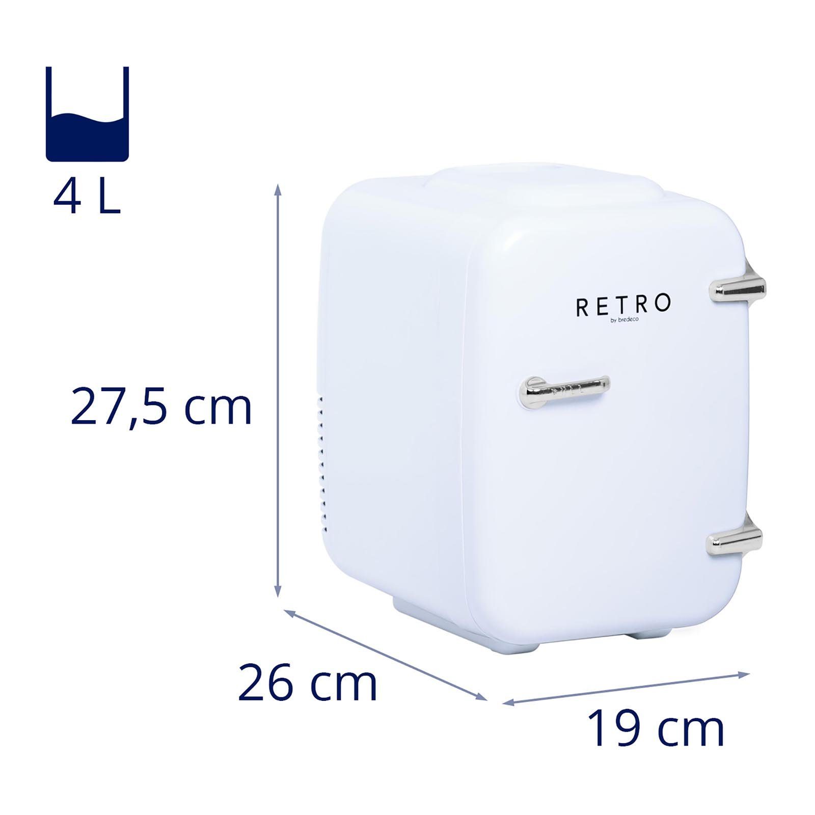 Bredeco Elektrische Kühlbox Mini Kühlschrank Tischkühlschrank Kühlschrank Mini 4 L weiß
