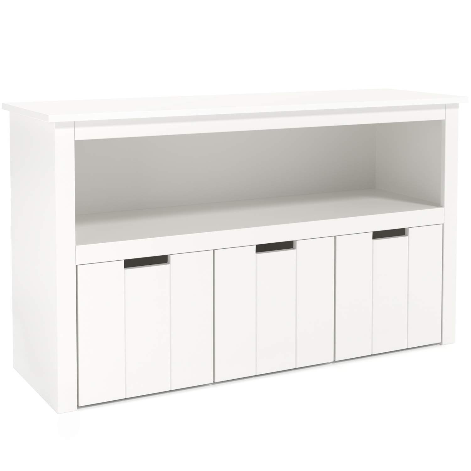 Homfa Bücherregal, 3 Schubladen Kinderkommode mit Rollen 102 x 33 x 61,5