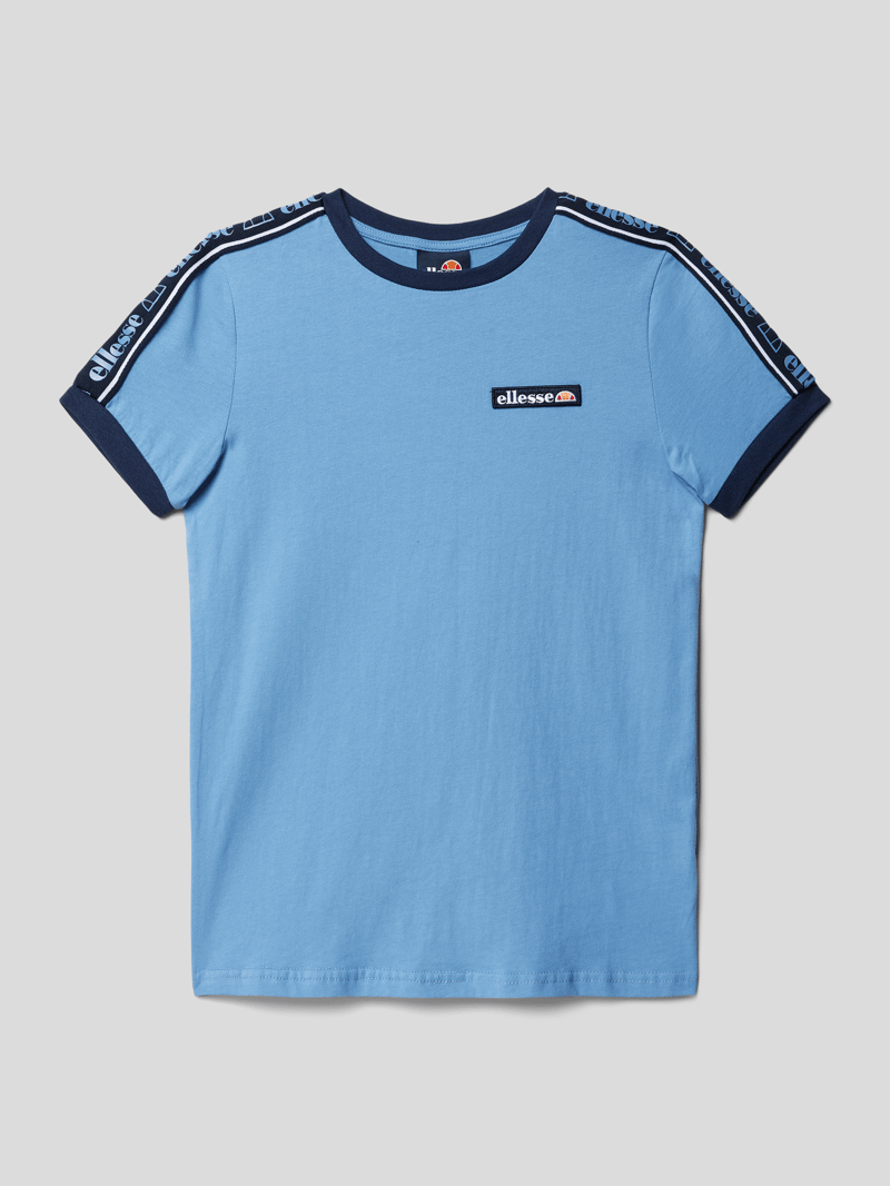 T-Shirt mit Kontraststreifen Modell 'Giovi' in bleu