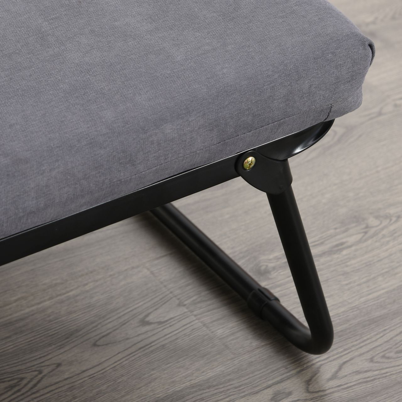 HOMCOM Gästebett klappbar, 2-in-1 Klappbett Hocker, Verstellbare Kopfteilhöhe, Polyester Stahl Schaumstoff, Grau, 192 x 68 x 37 cm