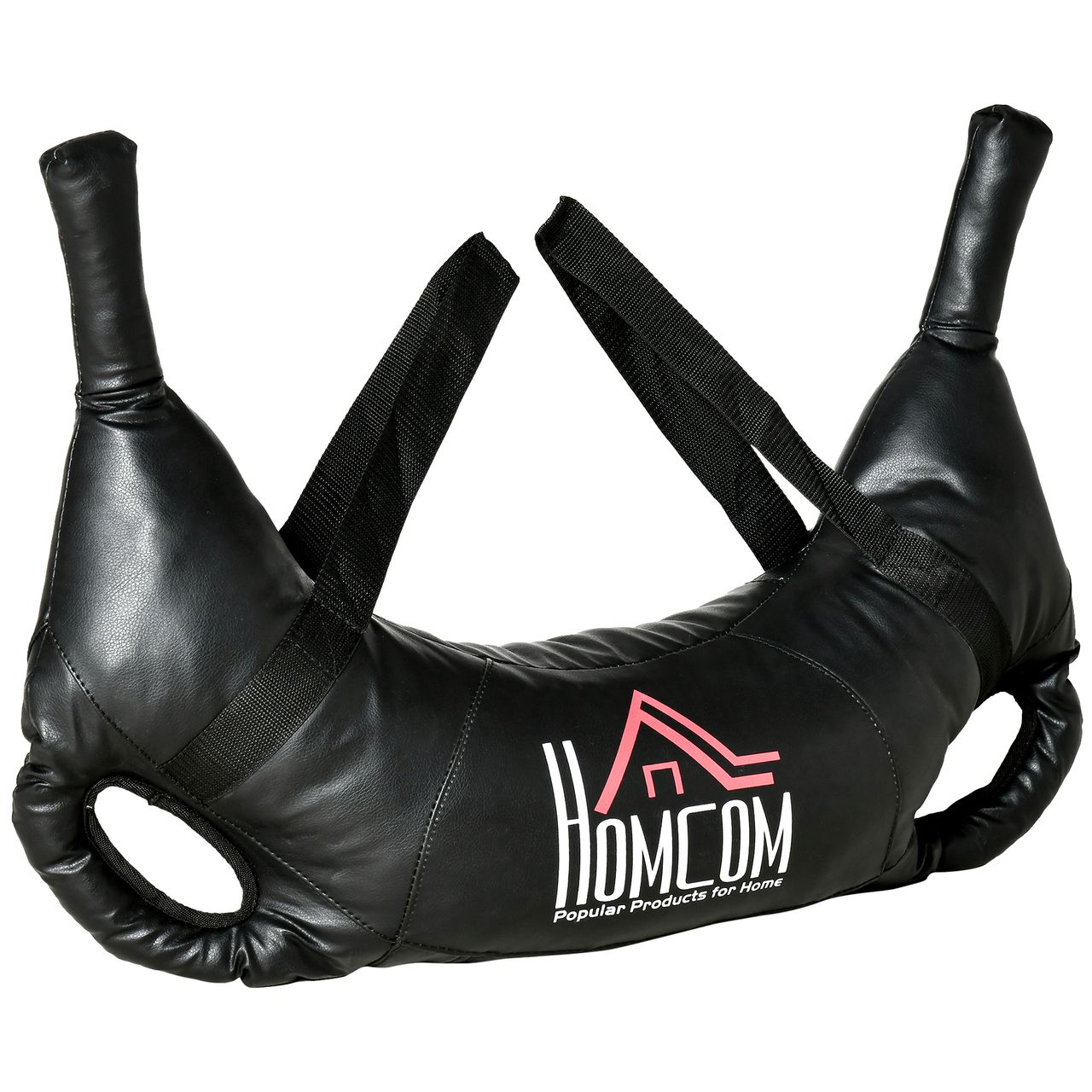 HOMCOM Bulgarian Bag Krafttrainingstasche 25kg Krafttraining Trainingsgerät für Fitnesscenter und Zuhaus Gewichtssack Sandsäcke mit 2 Griffen und 2 Tragegurten Metallsand Schwarz
