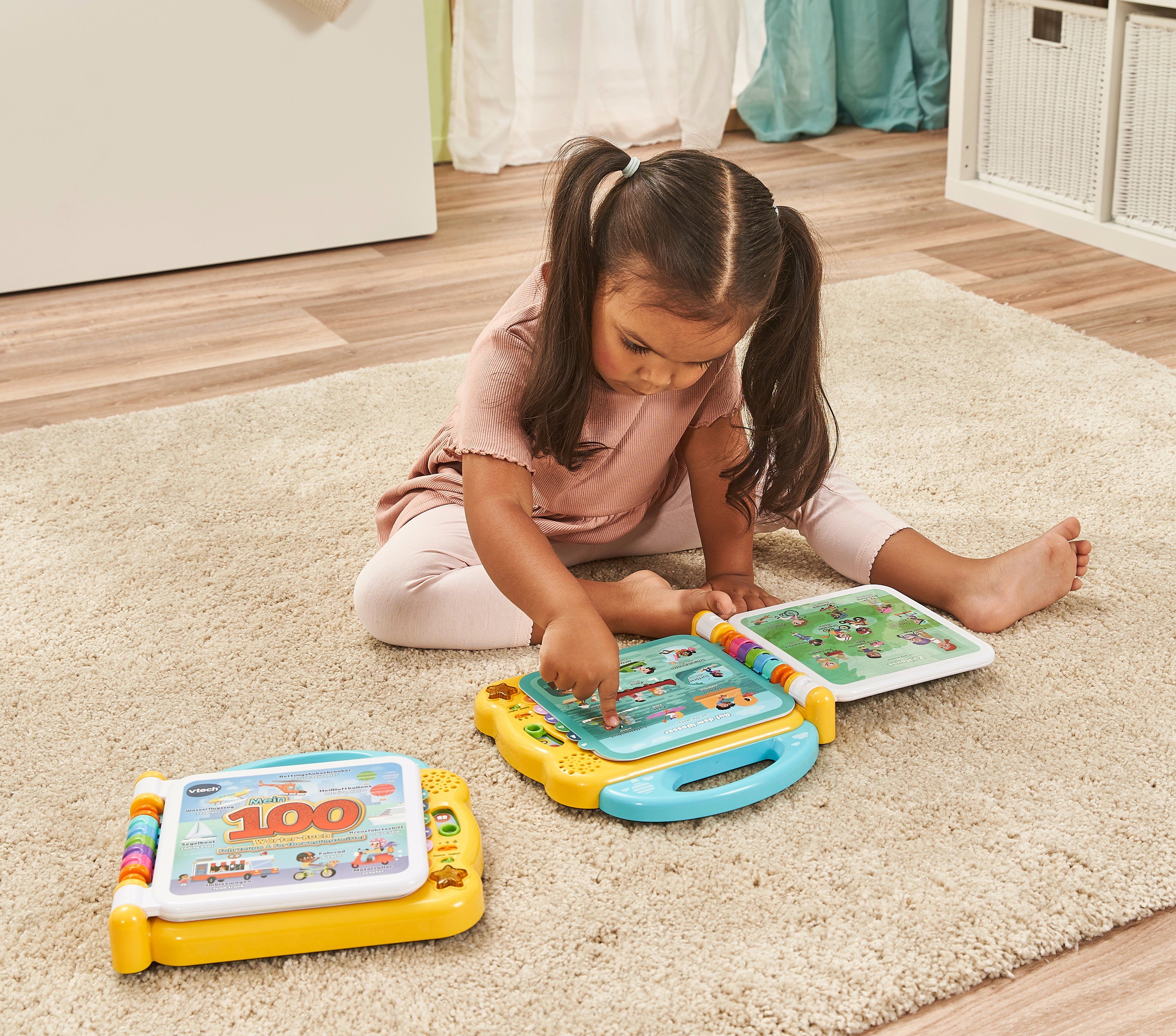 Vtech® Bilderbuch VtechBaby, Mein 100-Wörter-Buch: Fahrzeuge & Fortbewegungsmittel, mit Sound