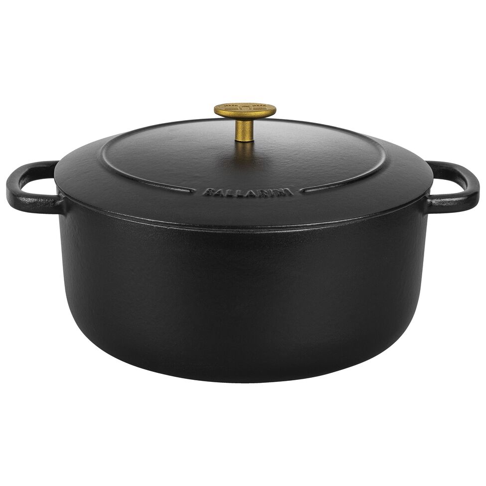 Cocotte 28 cm, rund, Schwarz, Gusseisen
