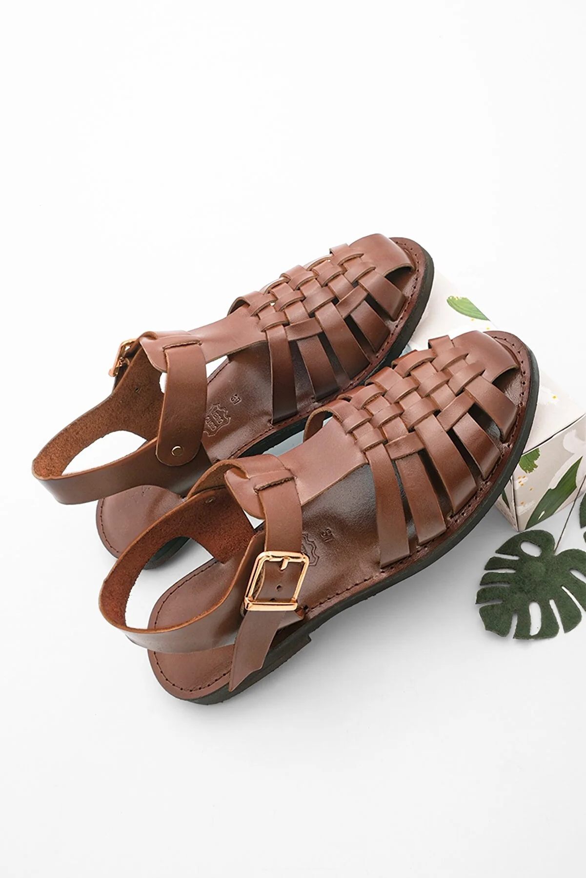 Marjin  Damen Sandalen Kesva Tan aus echtem Leder mit leichter Eva-Sohle