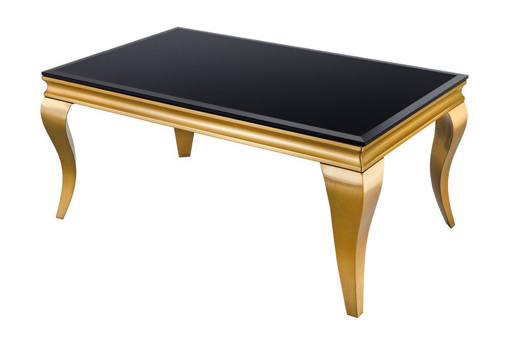 riess-ambiente Couchtisch MODERN BAROCK 100cm schwarz / gold (Einzelartikel, 1-St), Wohnzimmer · Glasplatte · Edelstahl · eckig