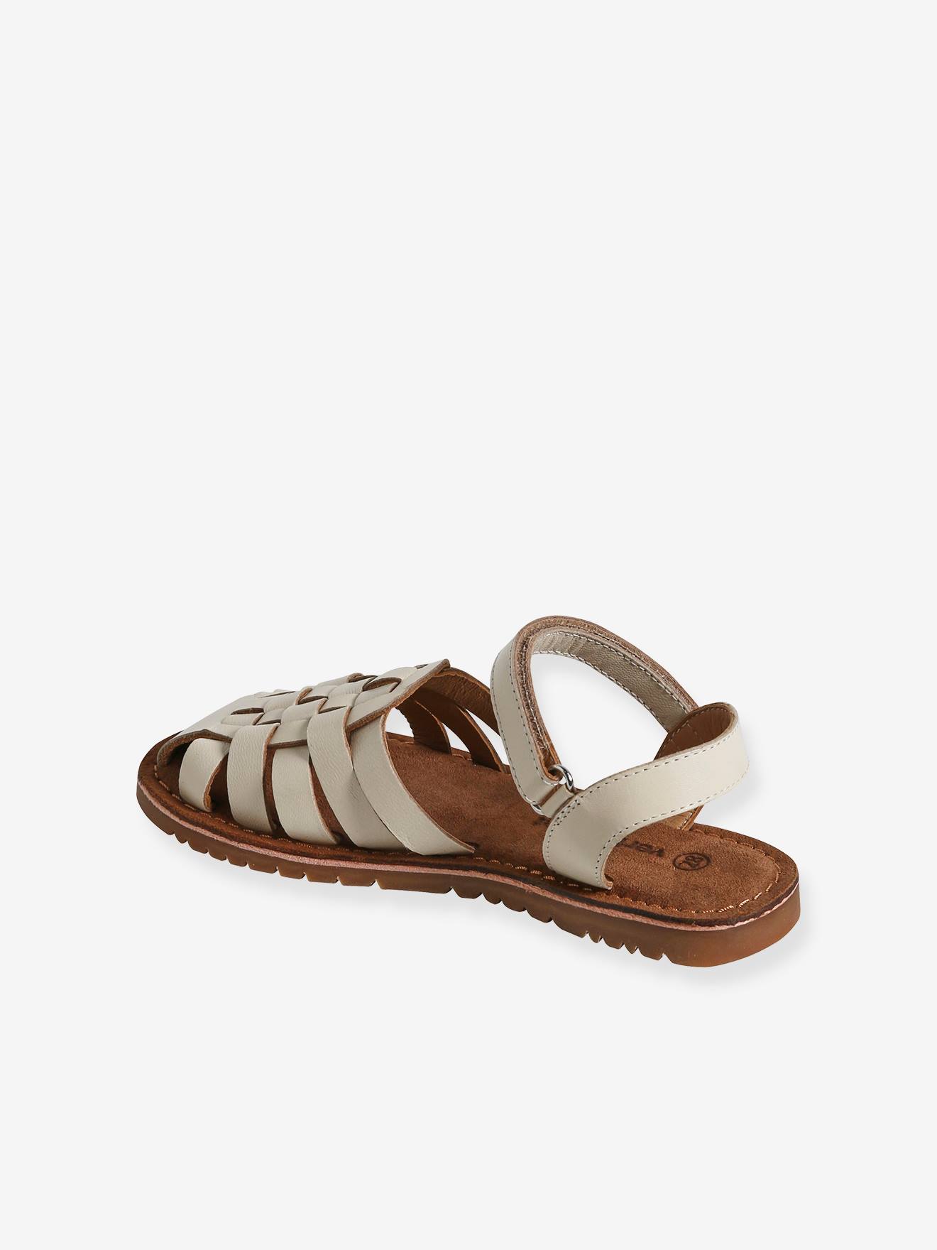 Vertbaudet Mädchen Klett-Sandalen - wollweiß