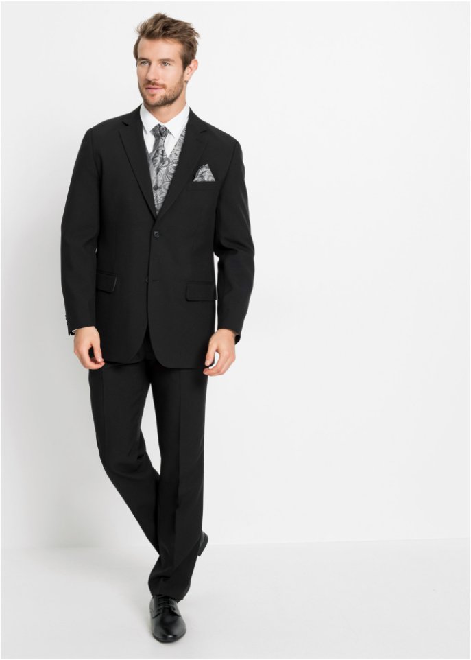 Anzug (5-tlg. Set): Sakko, Hose, Weste, Plastron, Einstecktu