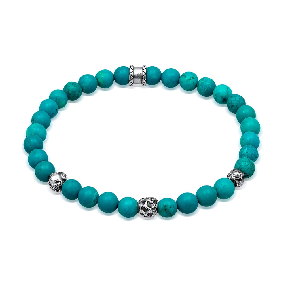 KUZZOI KUZZOI Bracelet Hommes perles avec howlite turquoise en argent sterling 925 Bracelet