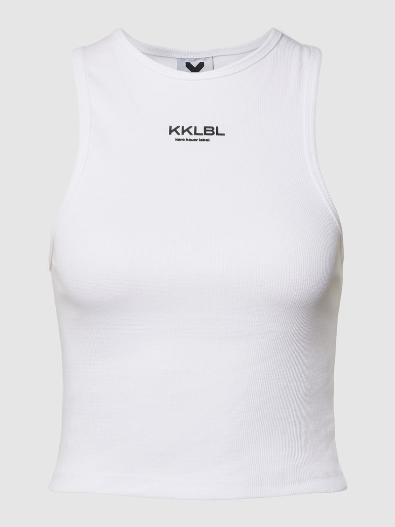 Crop Top mit Label-Applikation in weiss