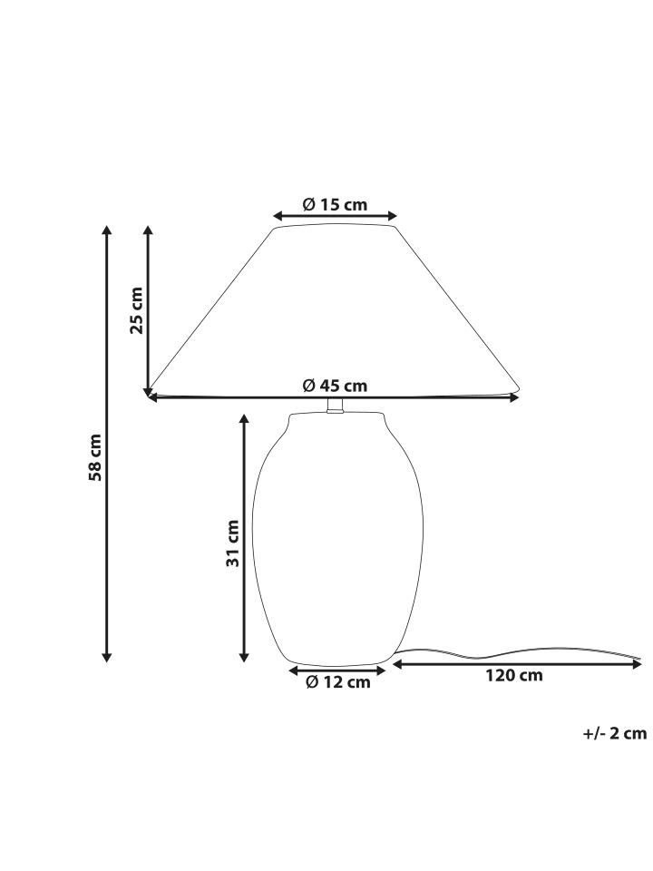 Beliani Tischleuchten GRALIWDO in Grau - (W) 45 x (H) 58 x (L) 45 cm günstig kaufen onesize