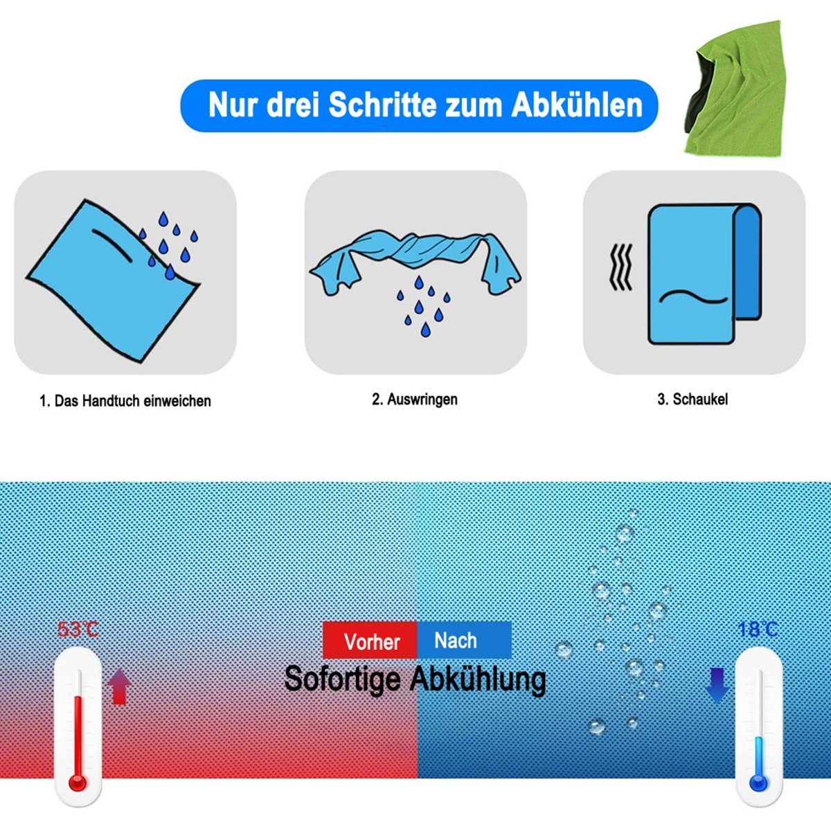 JedBesetzt Sporthandtuch Kühlendes Handtuch, Eishandtuch, Mikrofaser-Handtuch für Kühlung