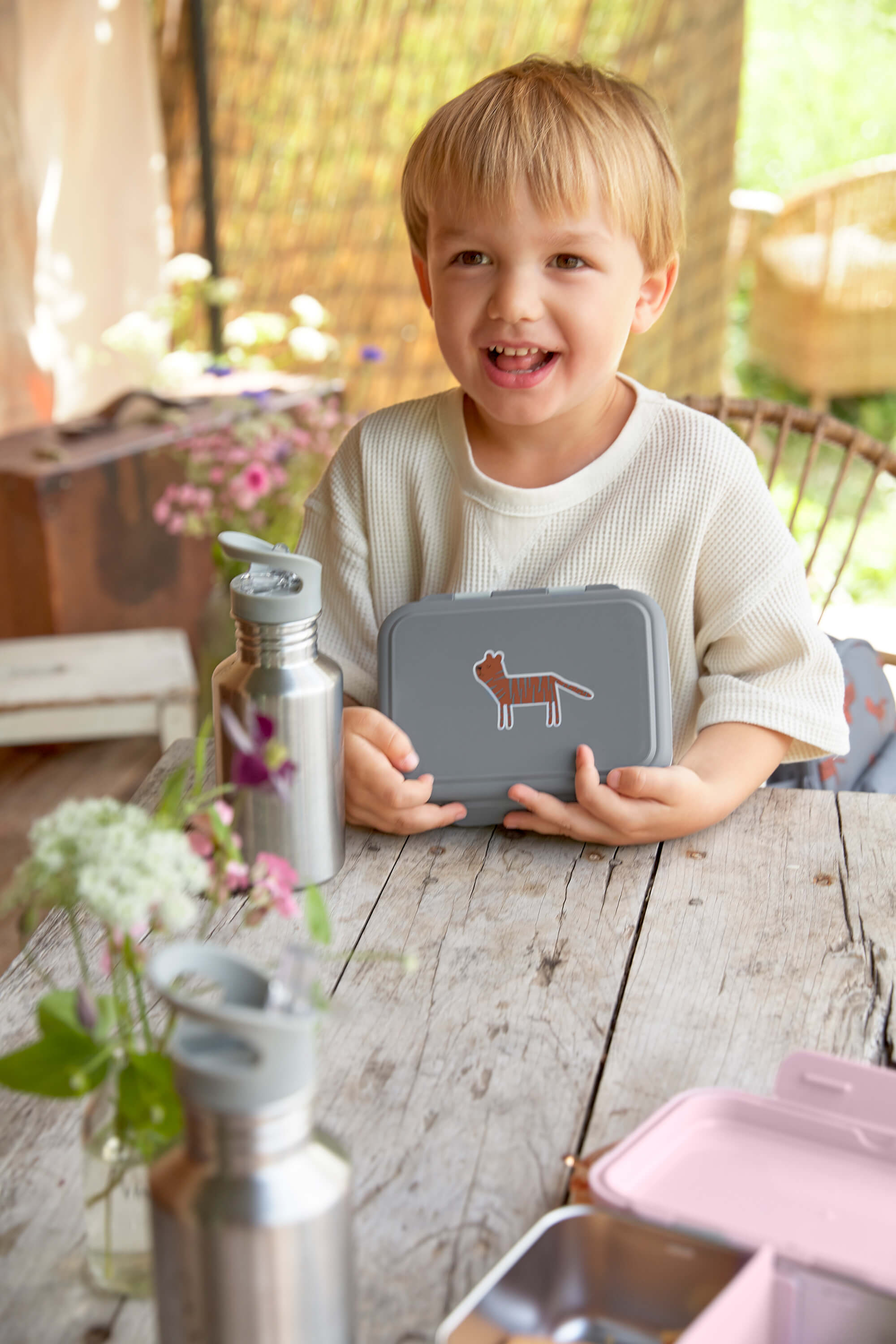 Brotdose Kinder - Edelstahl Lunchbox, Safari Tiger
