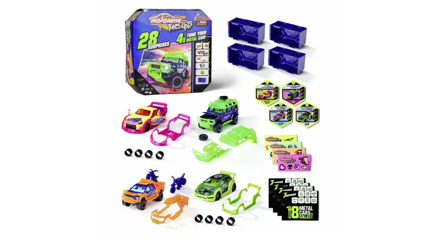 Majorette - Tune Ups Series 3 - 4er Set mit 28 Überraschungen, 4 von 18 Autos zum Tunen im Überraschungspack