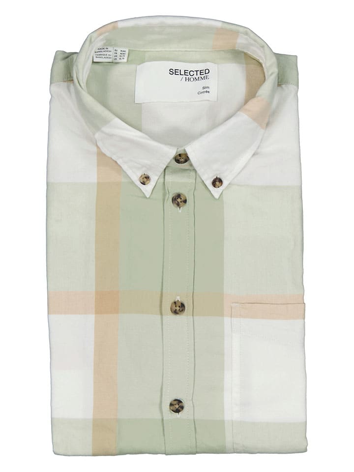SELECTED HOMME Hemd - Slim fit - in Hellgrün/ Weiß günstig kaufen