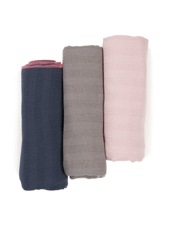 SlumberOrganix Bio Musselin Tücher 3er-Pack in Blau günstig kaufen 75x75 cm