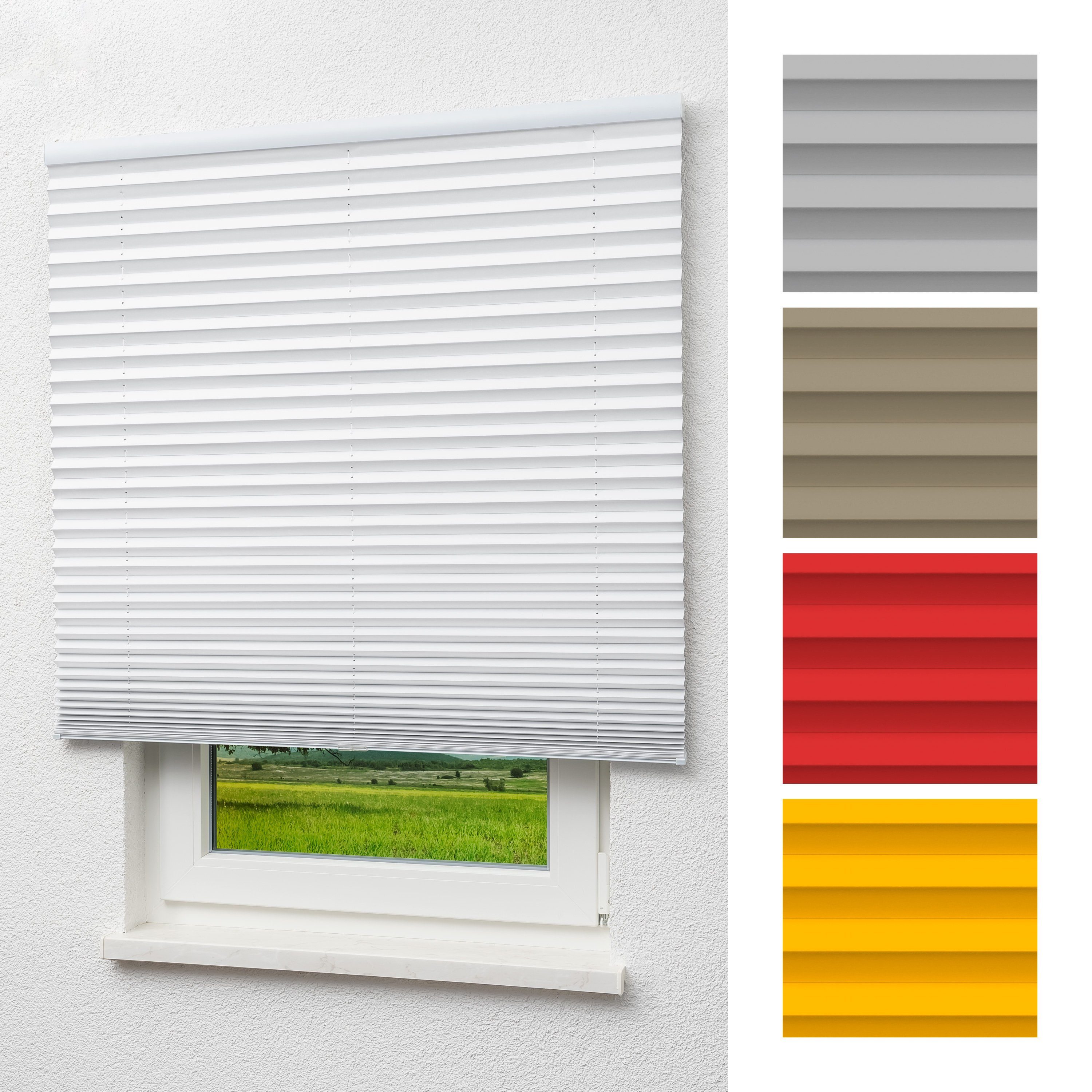 Plissee Thermo freihängend Reinweiß, LYSEL®, abdunkelnd, HxB 160x80cm