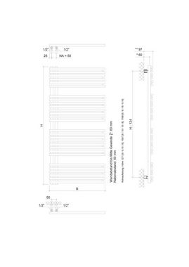 Ximax Badheizkörper Helene 1271 mm x 600 mm, 730 Watt, 50 mm Anschluss, weiß