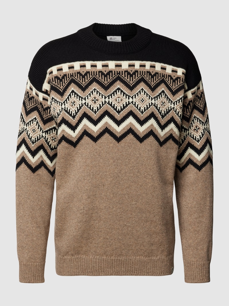 Strickpullover mit Zickzack-Muster Modell 'Randaberg' in haselnuss braun