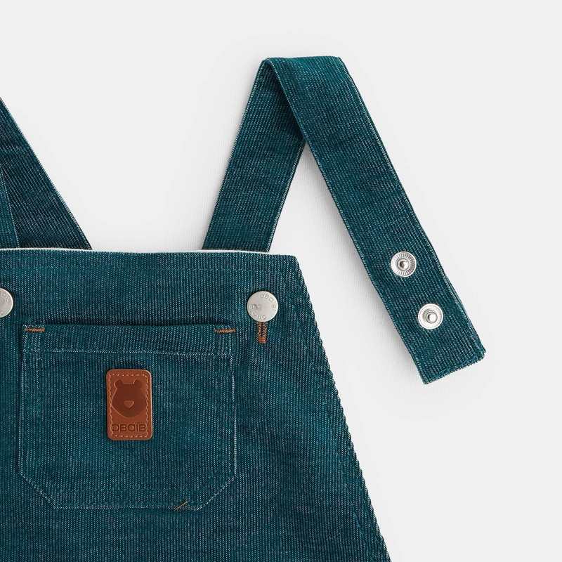 Salopette en velours corduroy verte bébé garçon