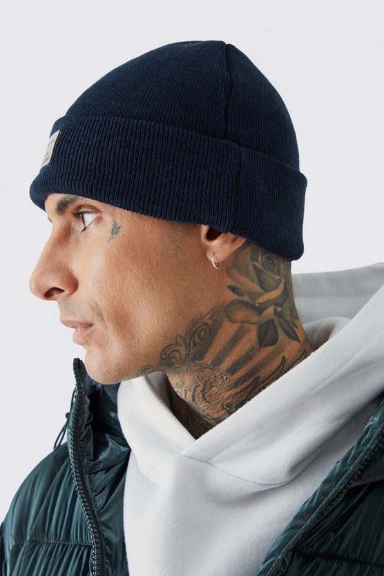 Beanie mit PU-Etikett