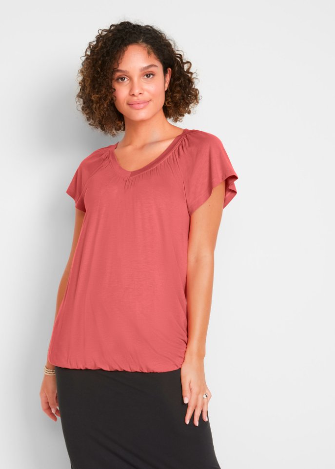 Shirt mit V-Ausschnitt, kurzarm