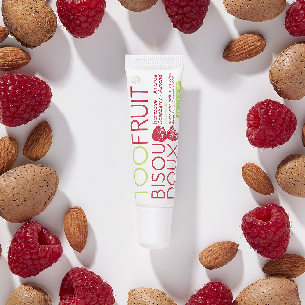 toofruit Bisou Doux baume à lèvres nutritif Framboise-Amande Baume lèvres protecteur nutritif