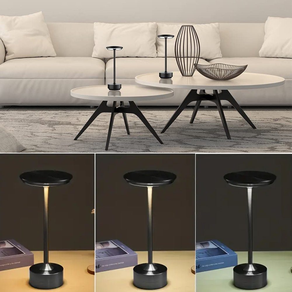 AKKEE Tischleuchte Schnurlose Tischlampe Wasserdichte Schreibtischlampe 2600mAh, Dimmbar, Wiederaufladbar, LED fest integriert, warmweiß, kaltweiß, neutralweiß, 3 Farbtemperatur Tischlampen für Nachttisch Esstisch Bar Terrasse