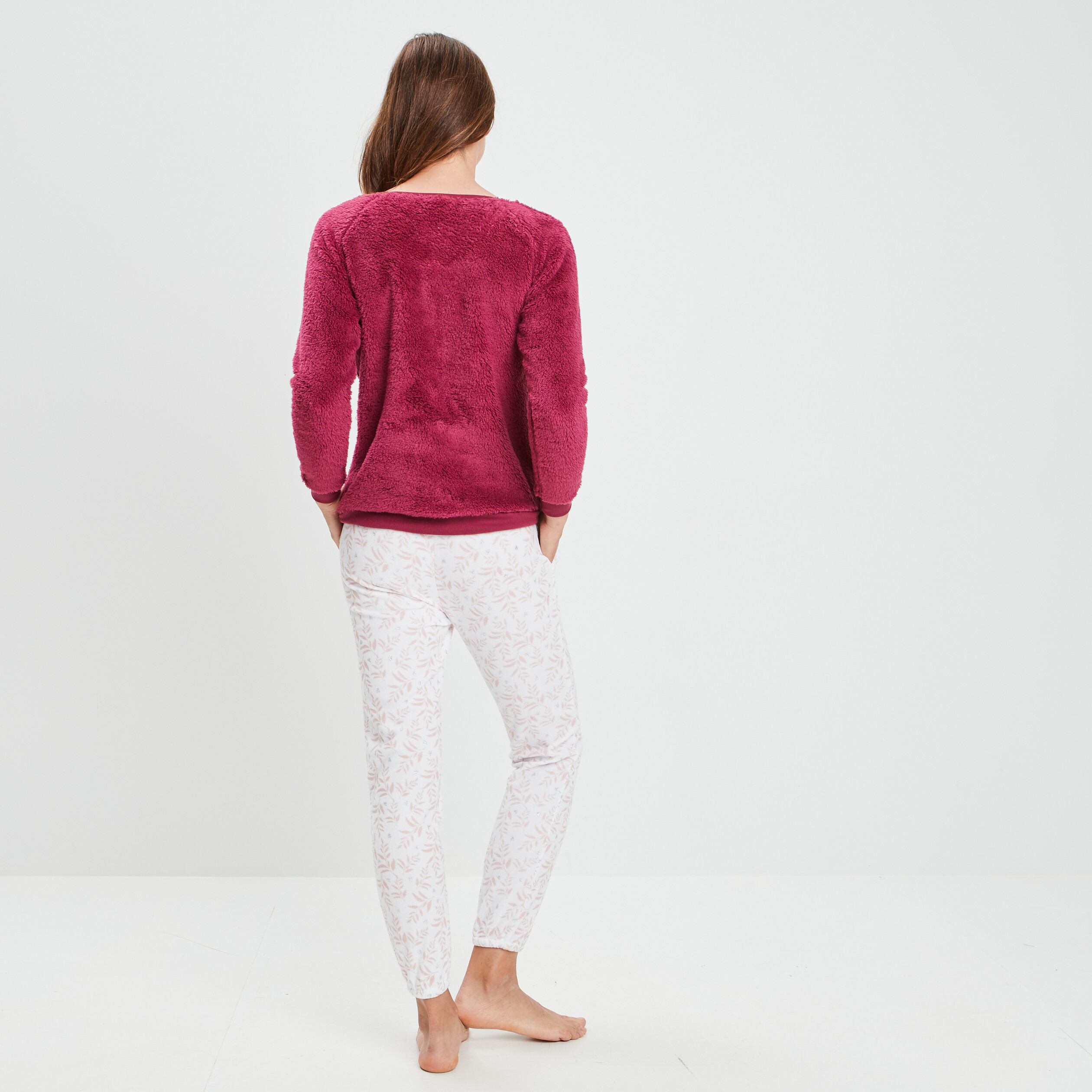 Ensemble pyjama 2 pièces rose framboise femme | La Halle