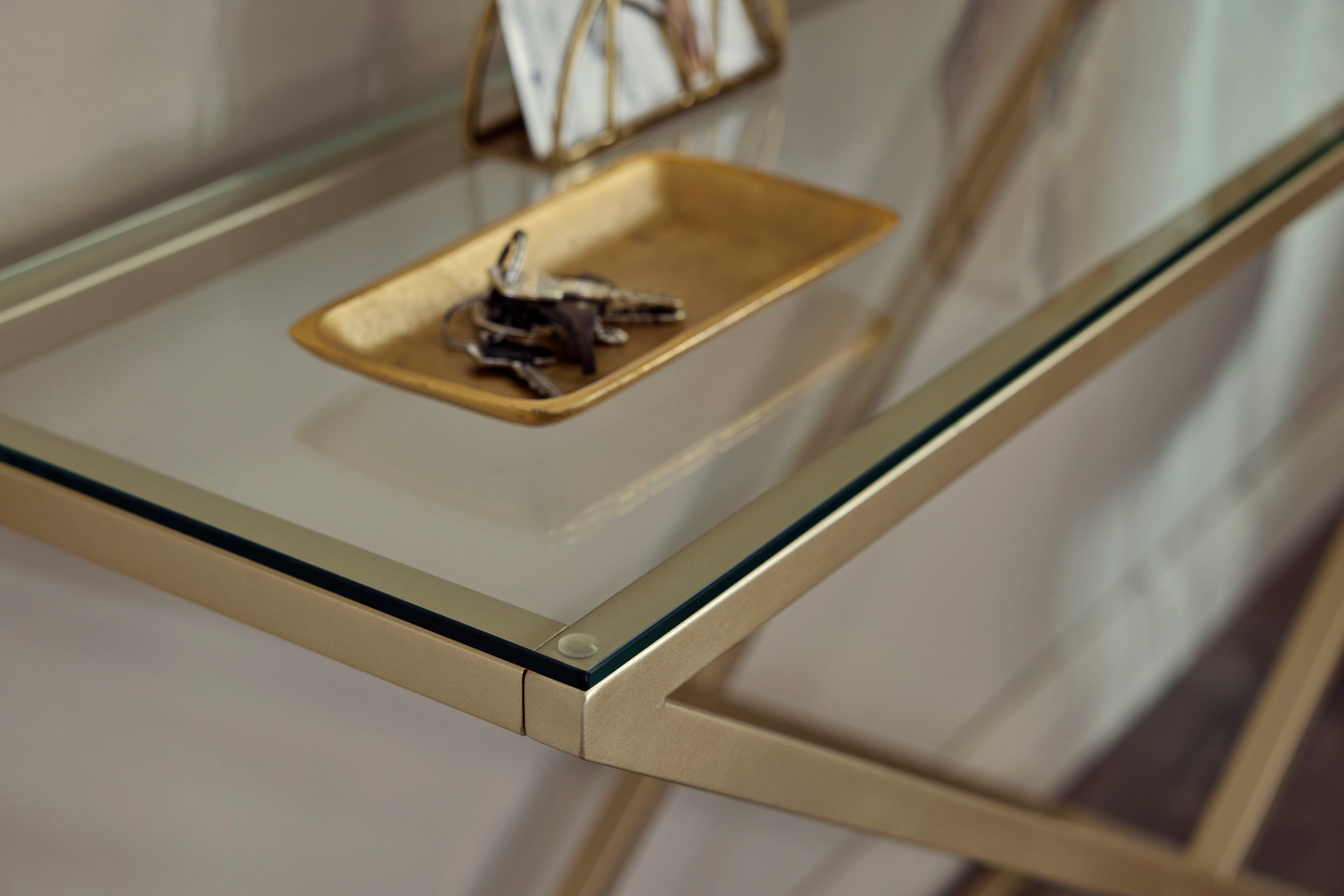 Jahnke Konsolentisch XTRA CONSOLE (1-St), Konsole/Beistelltisch in Gold-Look, aus Sicherheitsglas gefertigt