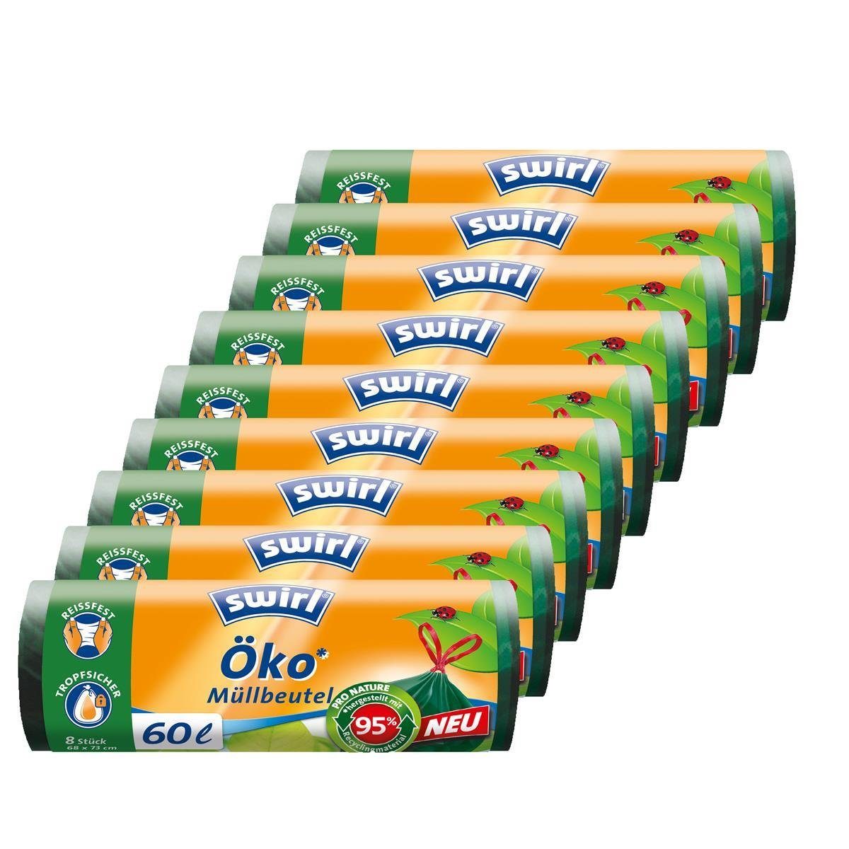 Swirl Müllbeutel Swirl Öko Müllbeutel 60L 8 stk./ Rolle mit Zugband (9er Pack)