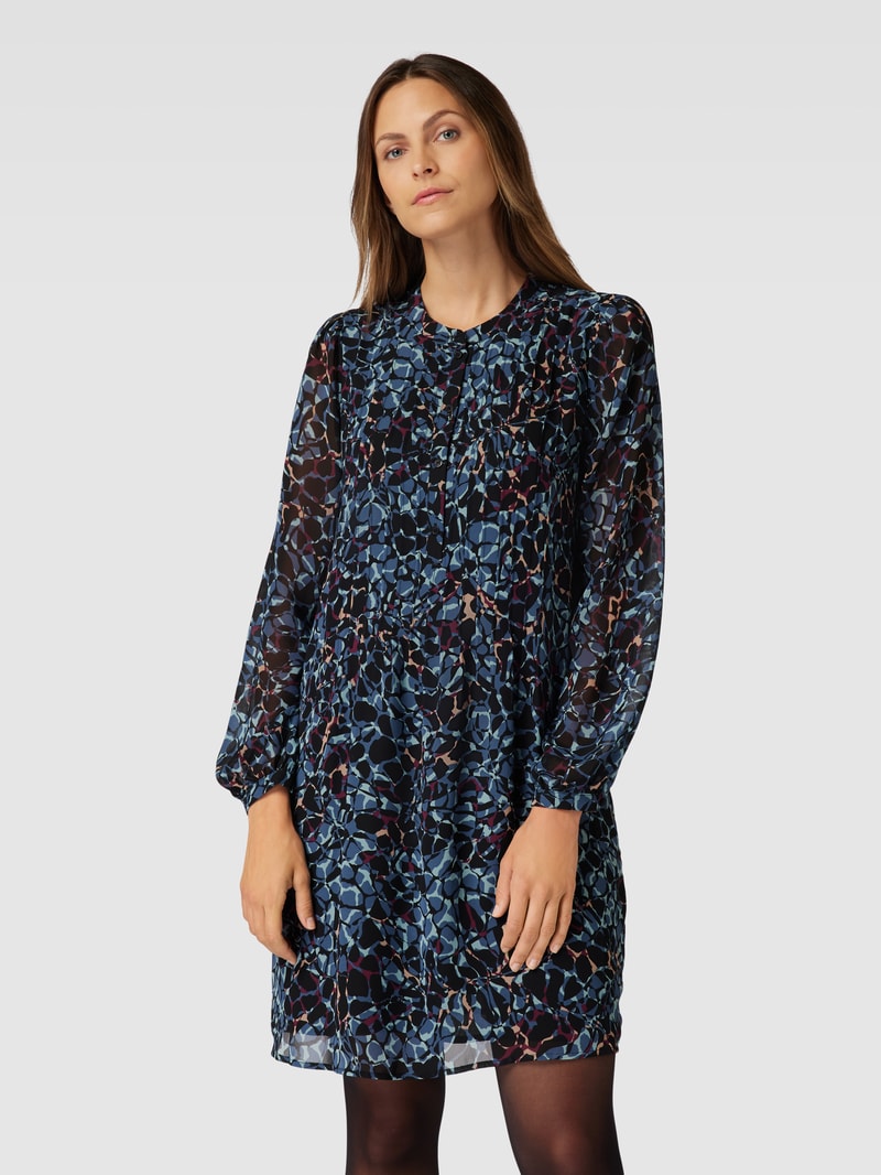 Knielanges Kleid mit Allover-Muster in schwarz