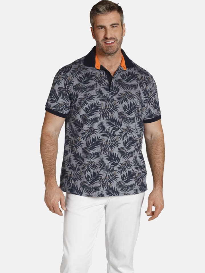 Charles Colby Poloshirt EARL ANGUS in blau gemustert günstig kaufen XXL