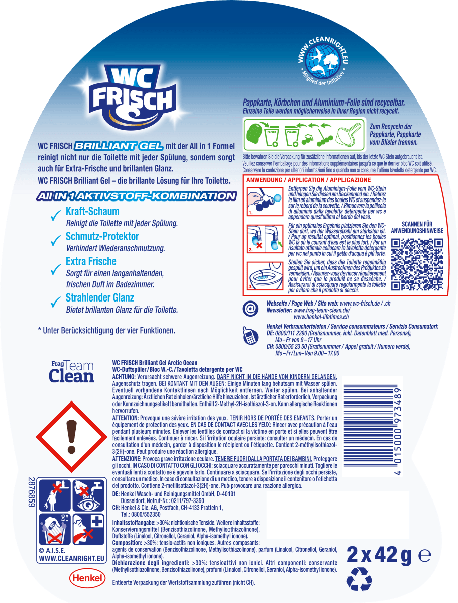 WC-Stein Brilliant Gel Arctic Ocean, 2 St