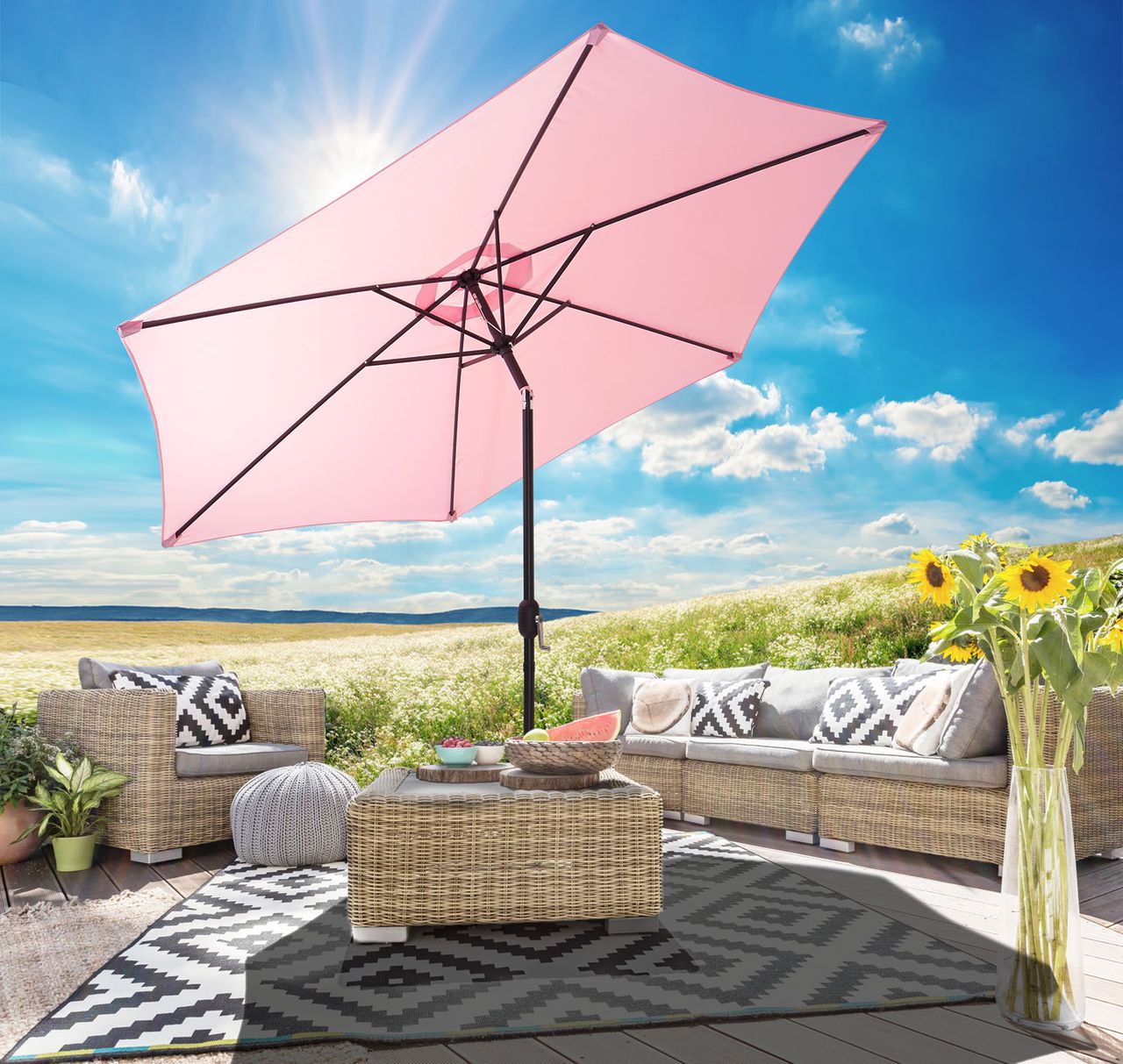 Weles Sonnenschirm, 300 cm, pastell rosa