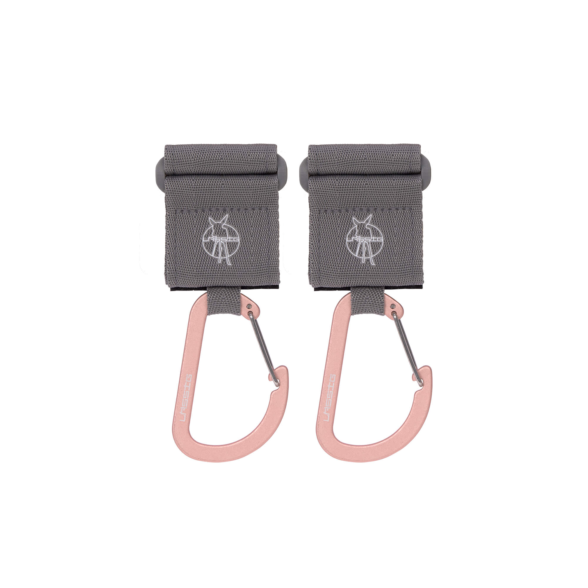 Kinderwagenhaken 2er Set - Karabiner, Grau