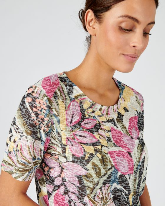 Tee-shirt manches courtes maille dévorée imprimée