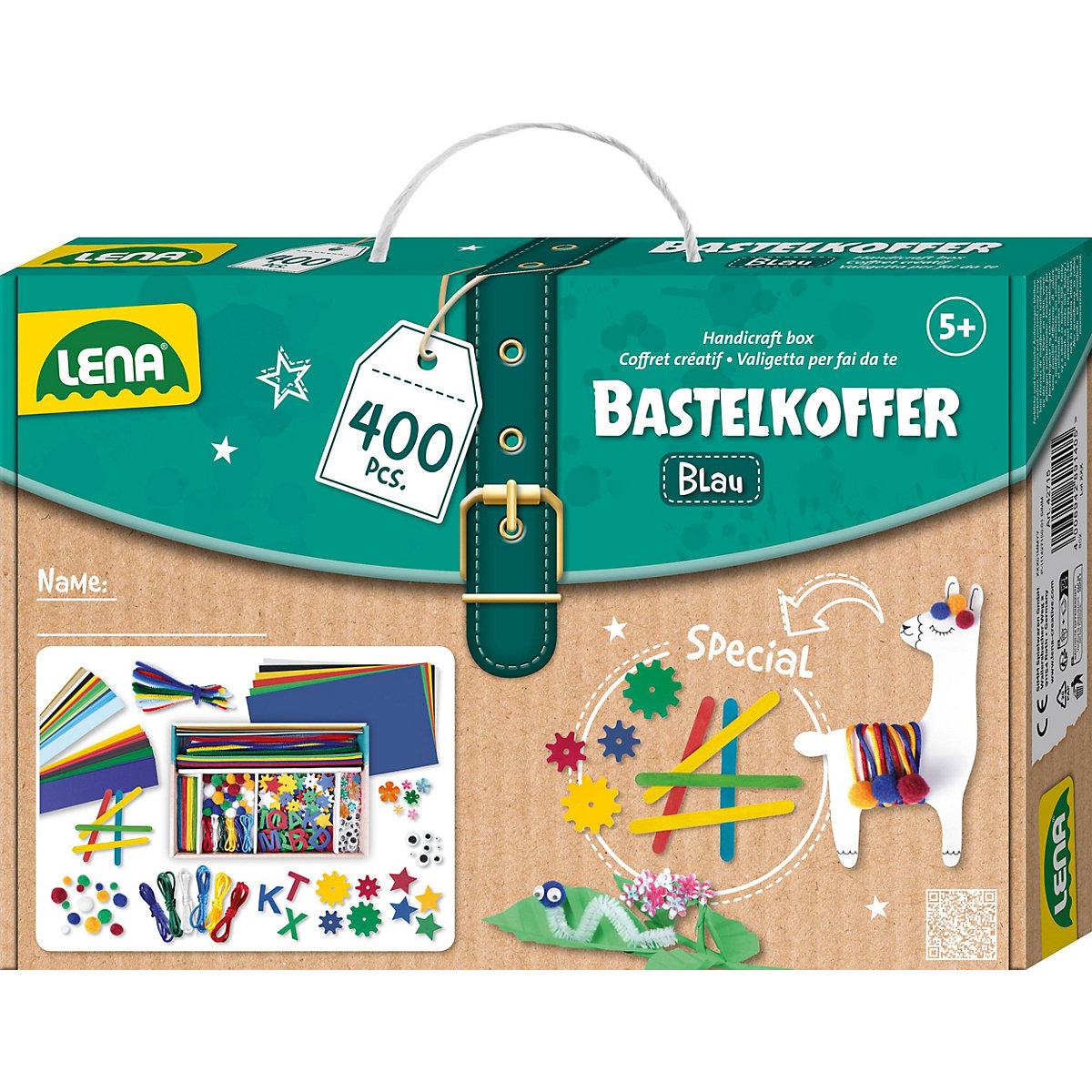 Bastelkoffer, blau, Faltschachtel