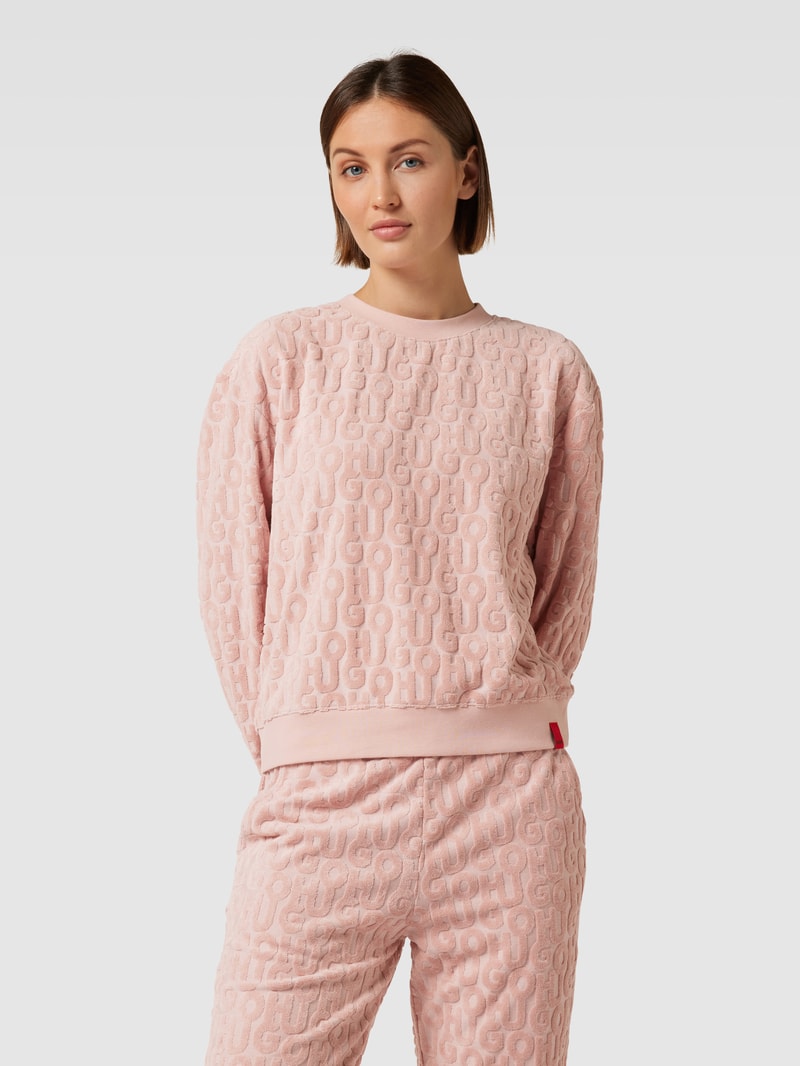 Sweatshirt mit Allover-Label-Muster aus Frottee Modell 'TERRY ME' in rosa
