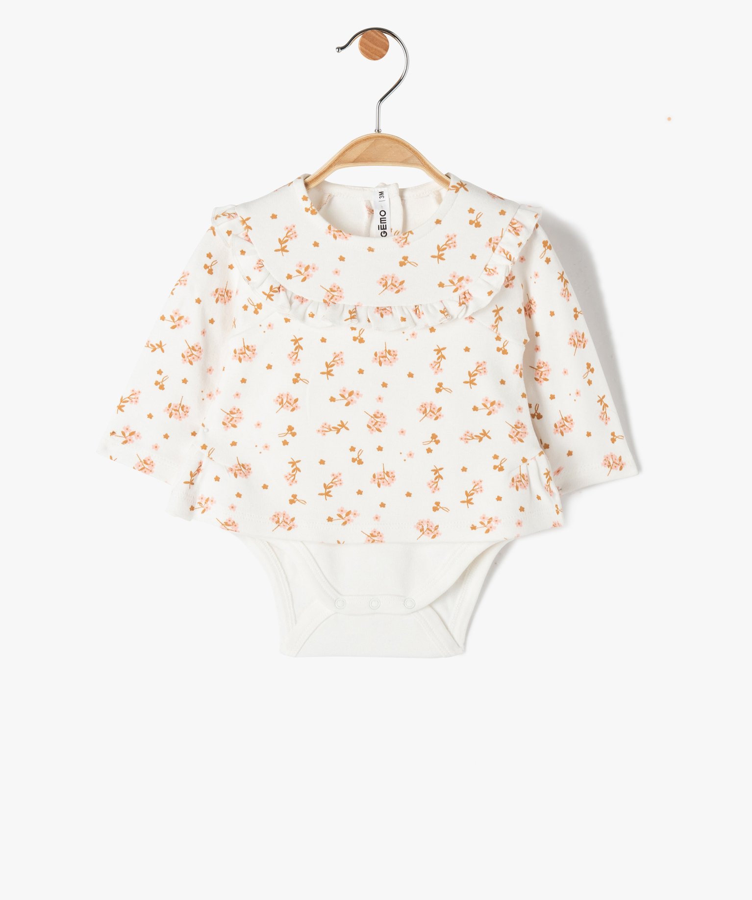 Body bébé fille à manches longues 2 en 1 blanc | GEMO