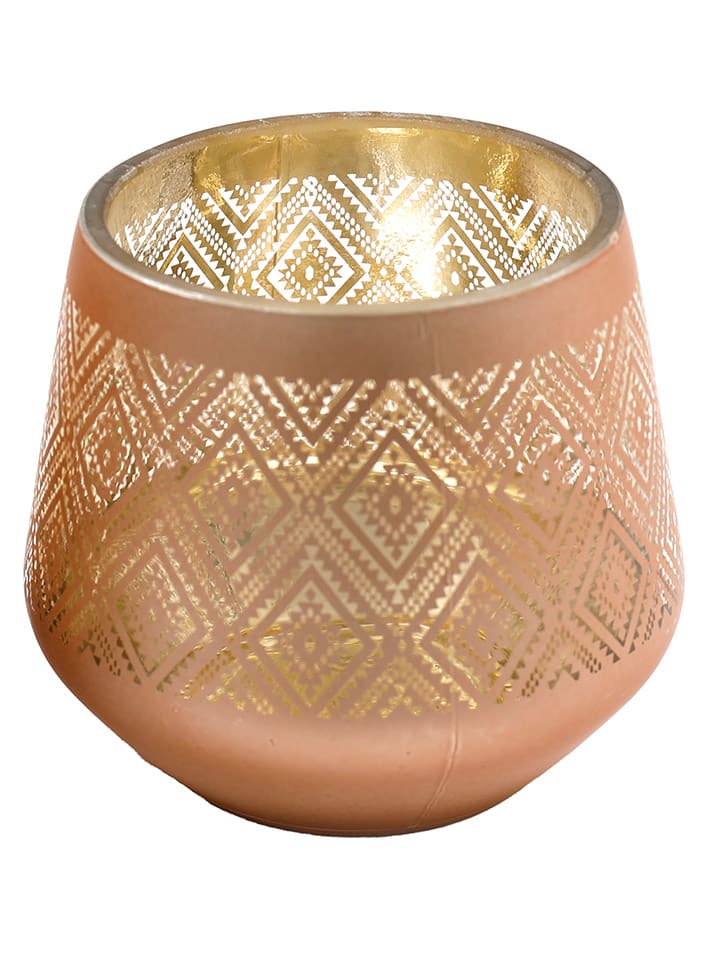SiL Interiors 2er-Set: Kerzenständer in Hellbraun/ Rosa - (H)8 cm günstig kaufen onesize