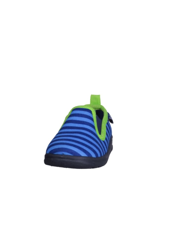 Playshoes Hausschuh Ringel in Blau/Grün günstig kaufen