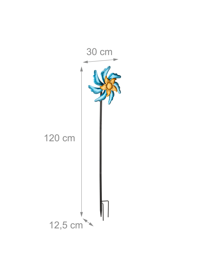 relaxdays Windrad in Blau/ Gold - (B)30 x (H)120 x (T)12,5 cm günstig kaufen onesize