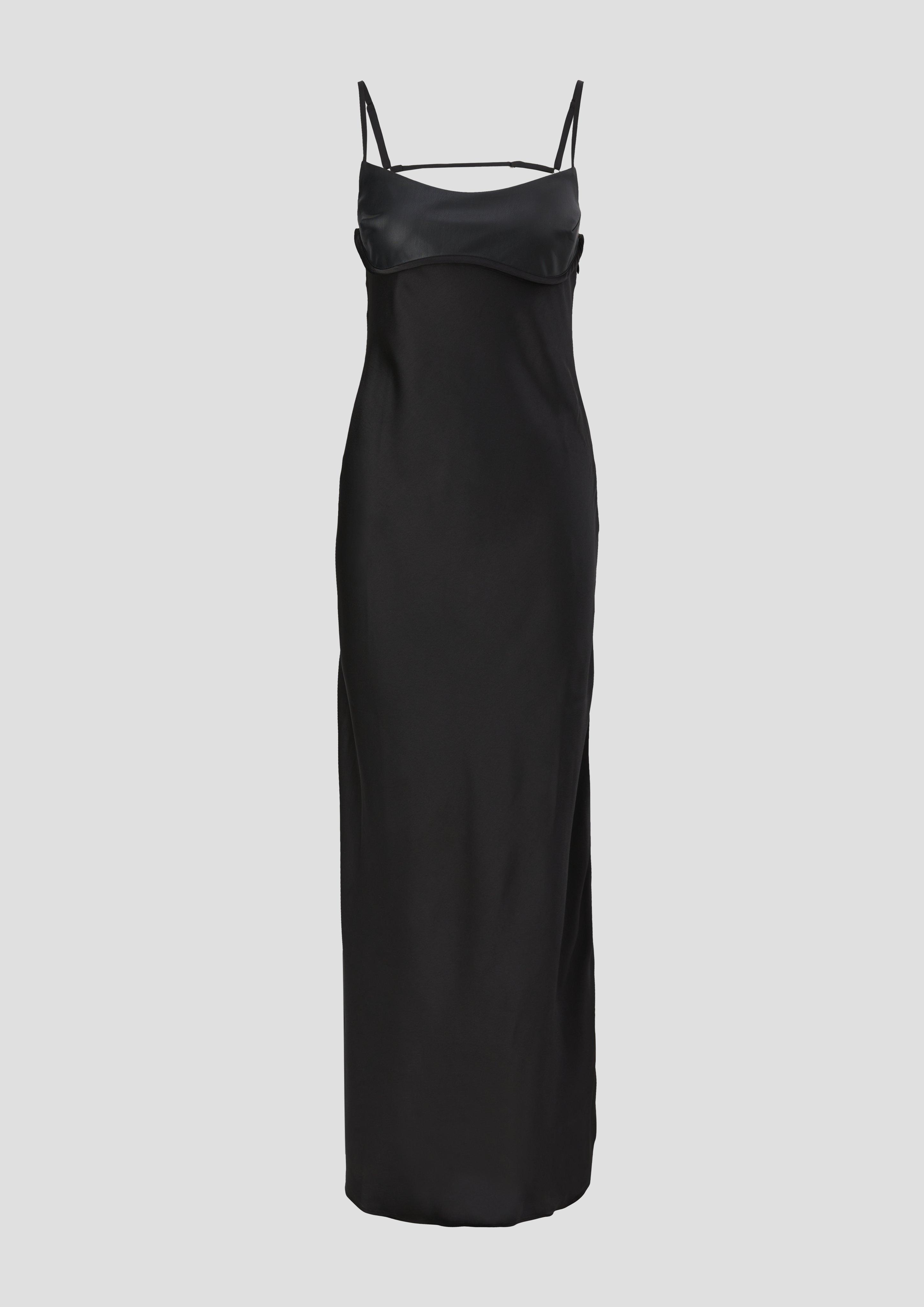 Satinkleid mit Kunstlederdetail | QS x ELIF  2135069-9999