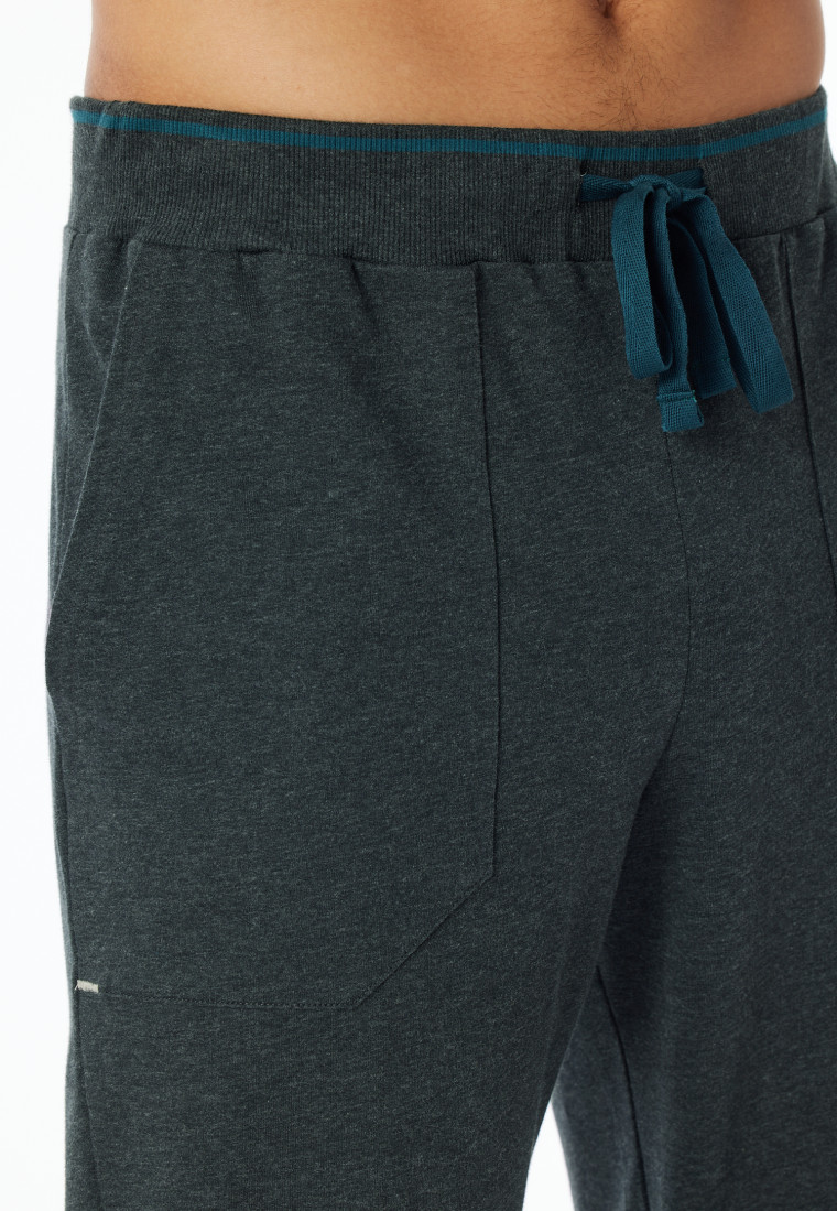 Loungehose lang Organic Cotton Bündchen dunkelgrau meliert - Mix+Relax