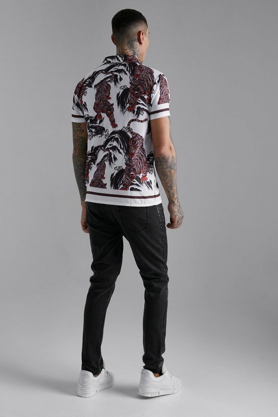 Strukturiertes Hemd mit Tiger-Print