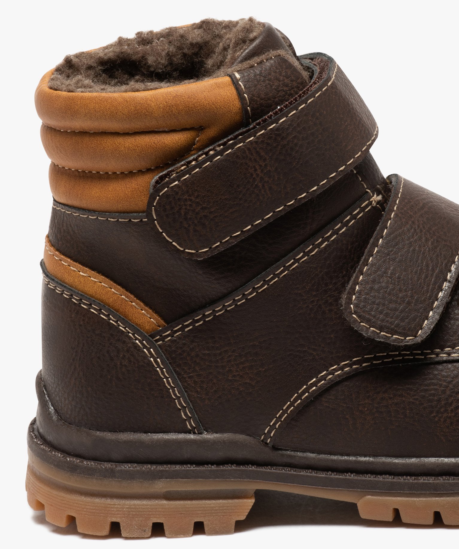 Boots Garçon unis à col rembourré et fermeture scratch | GEMO
