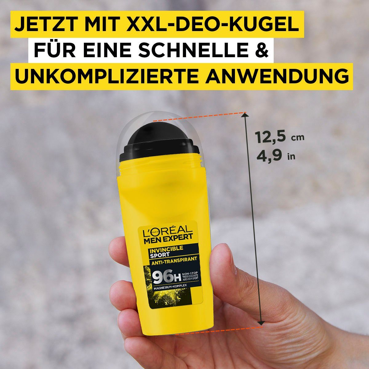 L'ORÉAL PARIS MEN EXPERT Deo-Roller Deo Roll-on Invincible Sport, Packung, 6-tlg.